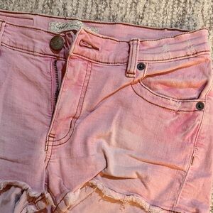 Pink Distressed Jean Shorts